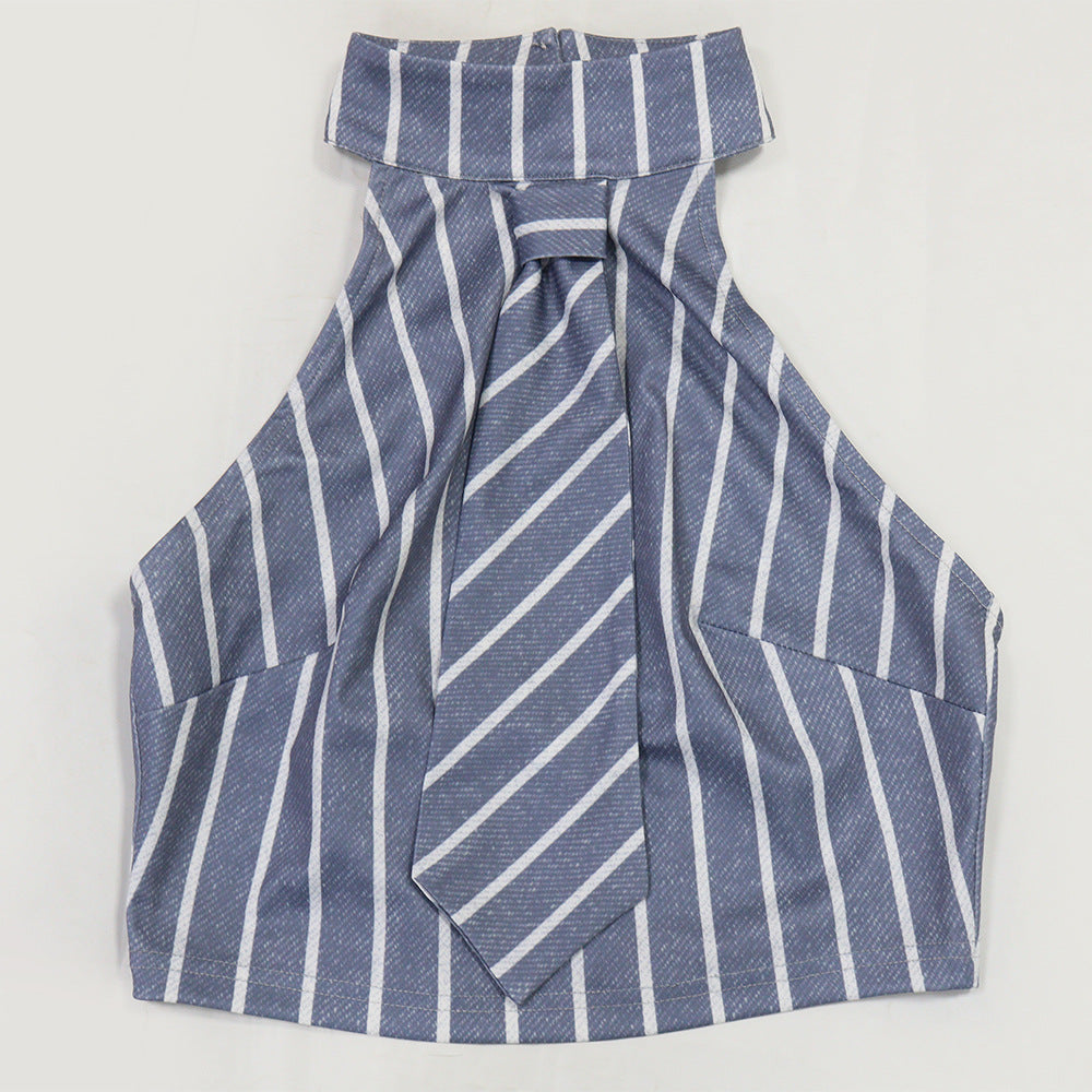 Women Sleeveless Turndown Collar Vest Top and Pencil Pants Two-Piece Set 10