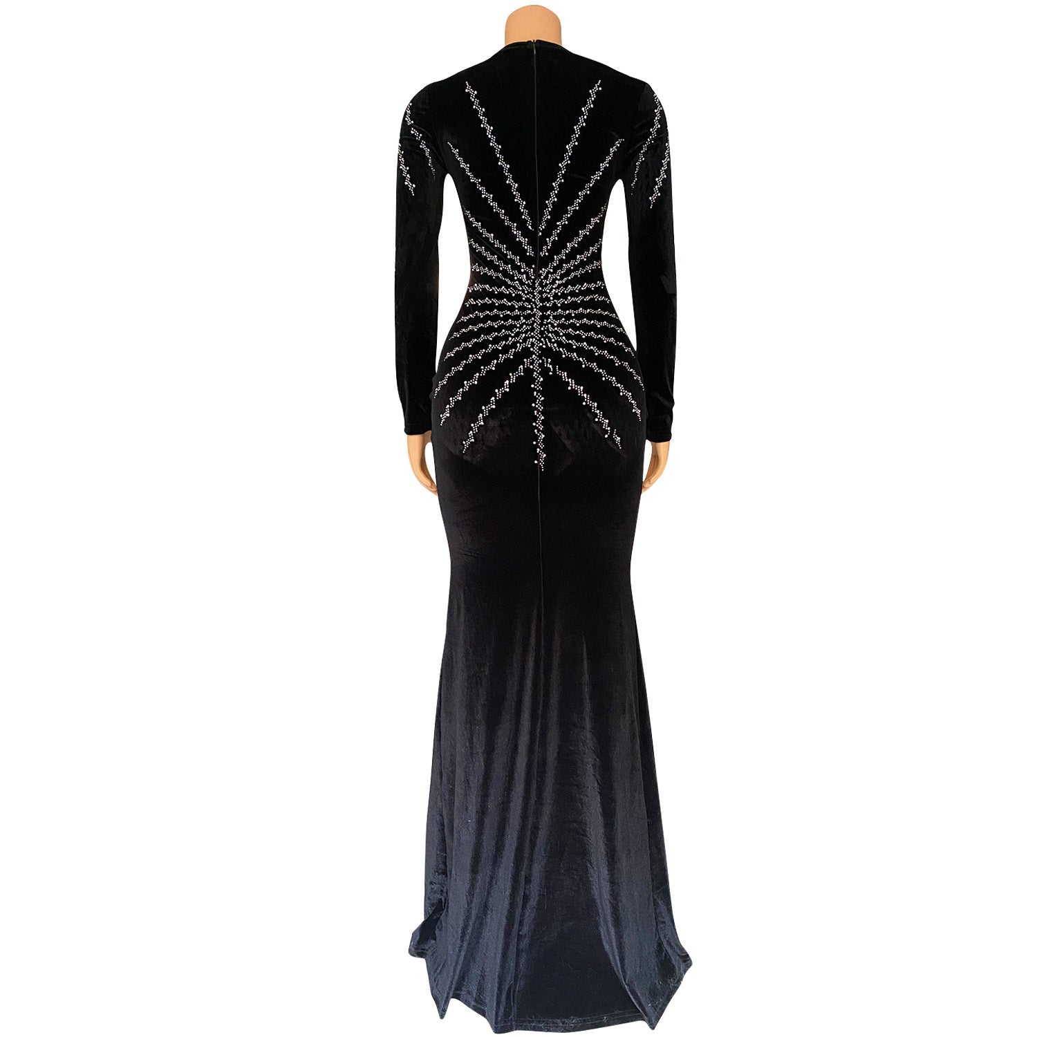 Women Sexy Party Long Sleeve Beaded Fishtail Dress 17
