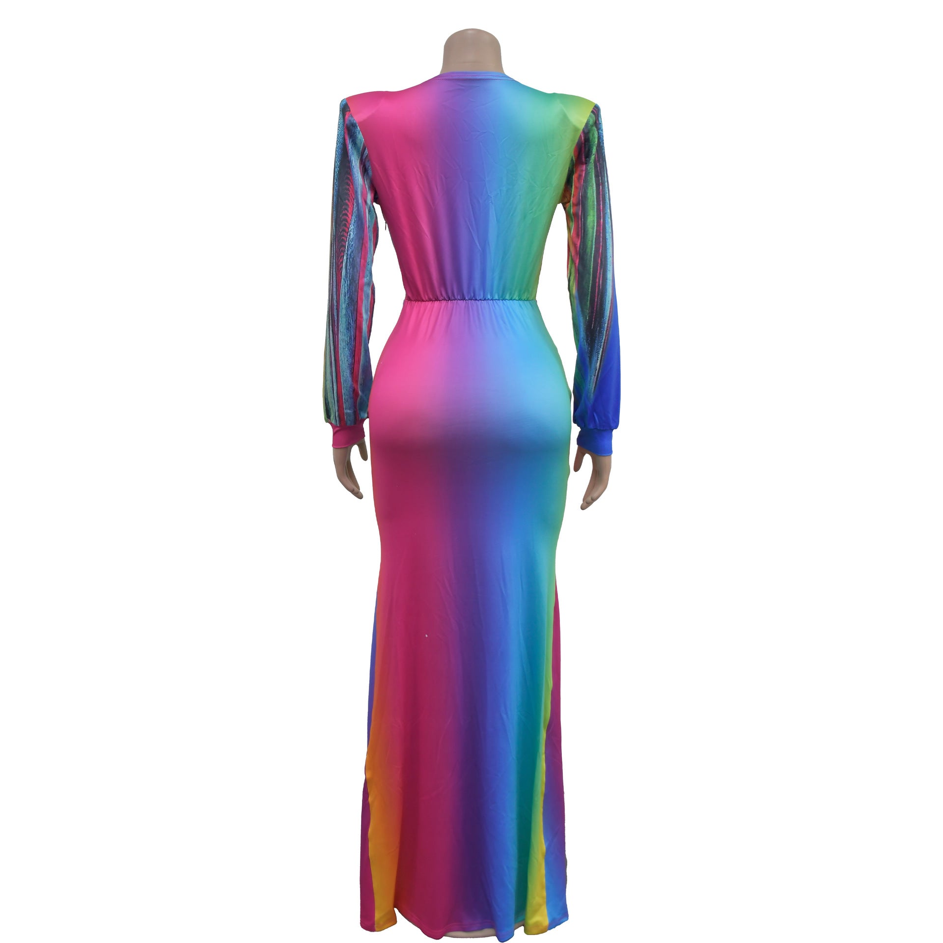 Women pleated color matching casual dress 6