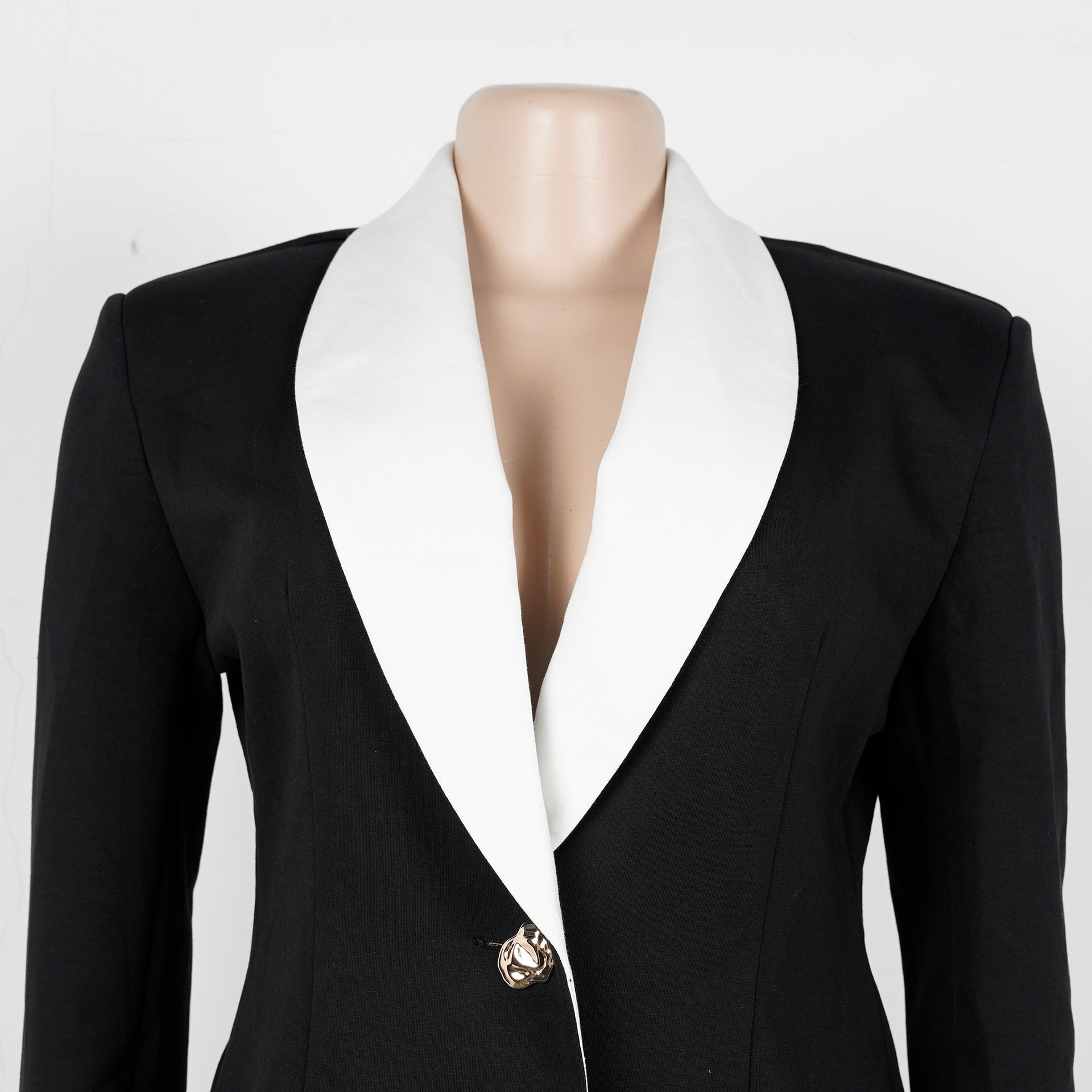 Women's Elegant Career Color-Blocking Turndown Collar Casual Suit Two-Piece Set 11