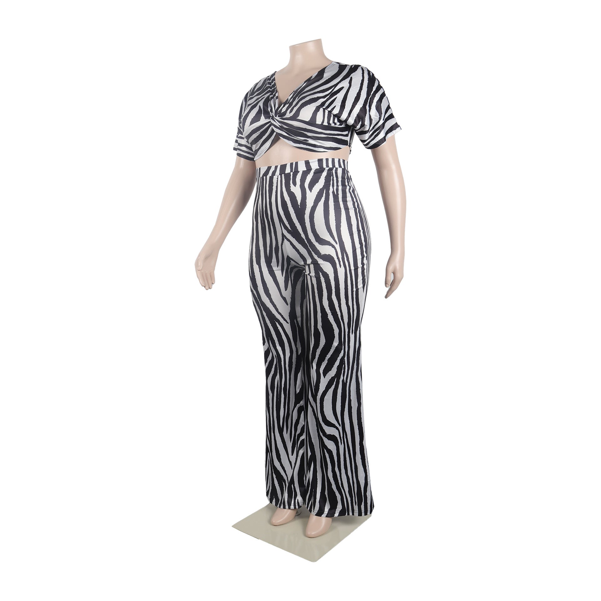 Sexy zebra print bootcut two-piece trouser suit 10