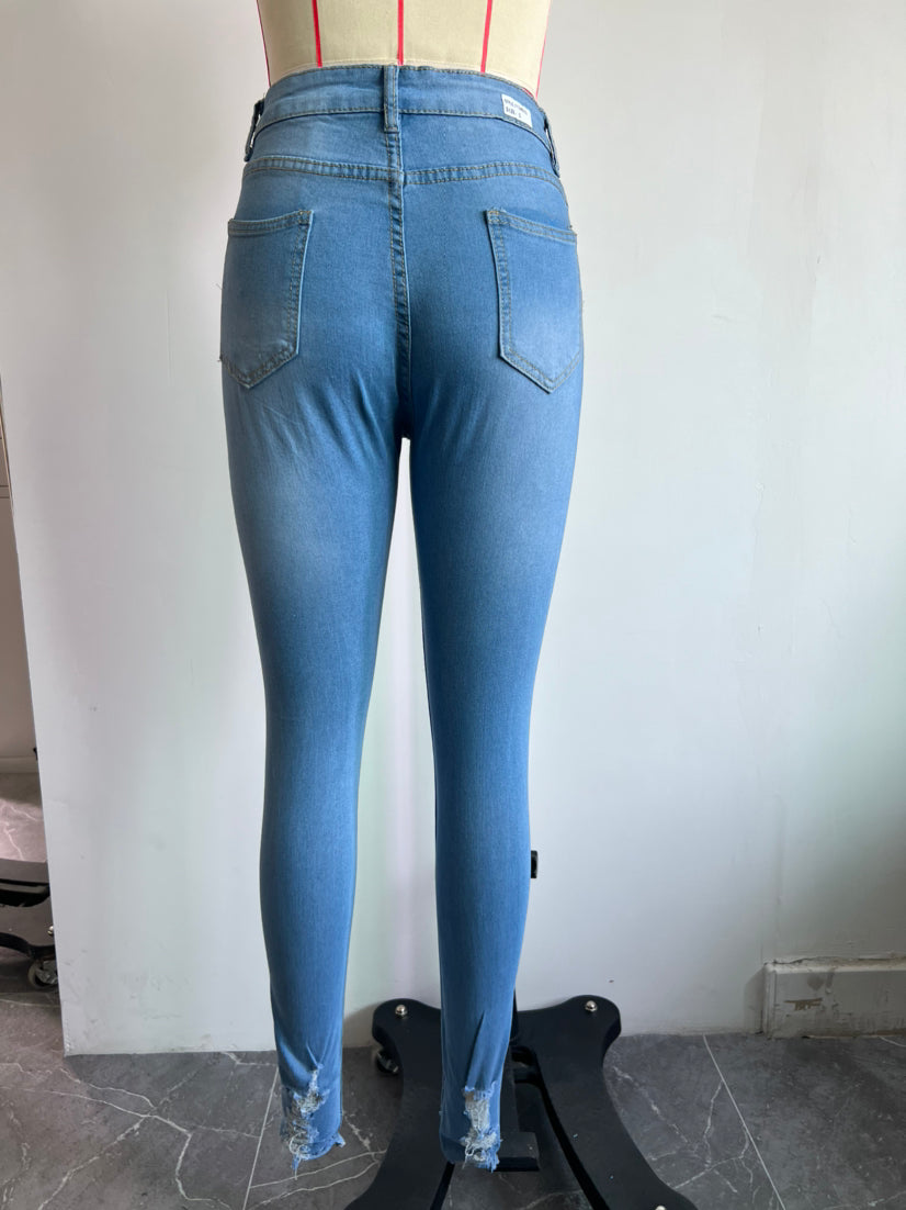 Women's Ripped Denim Tight Pants 5