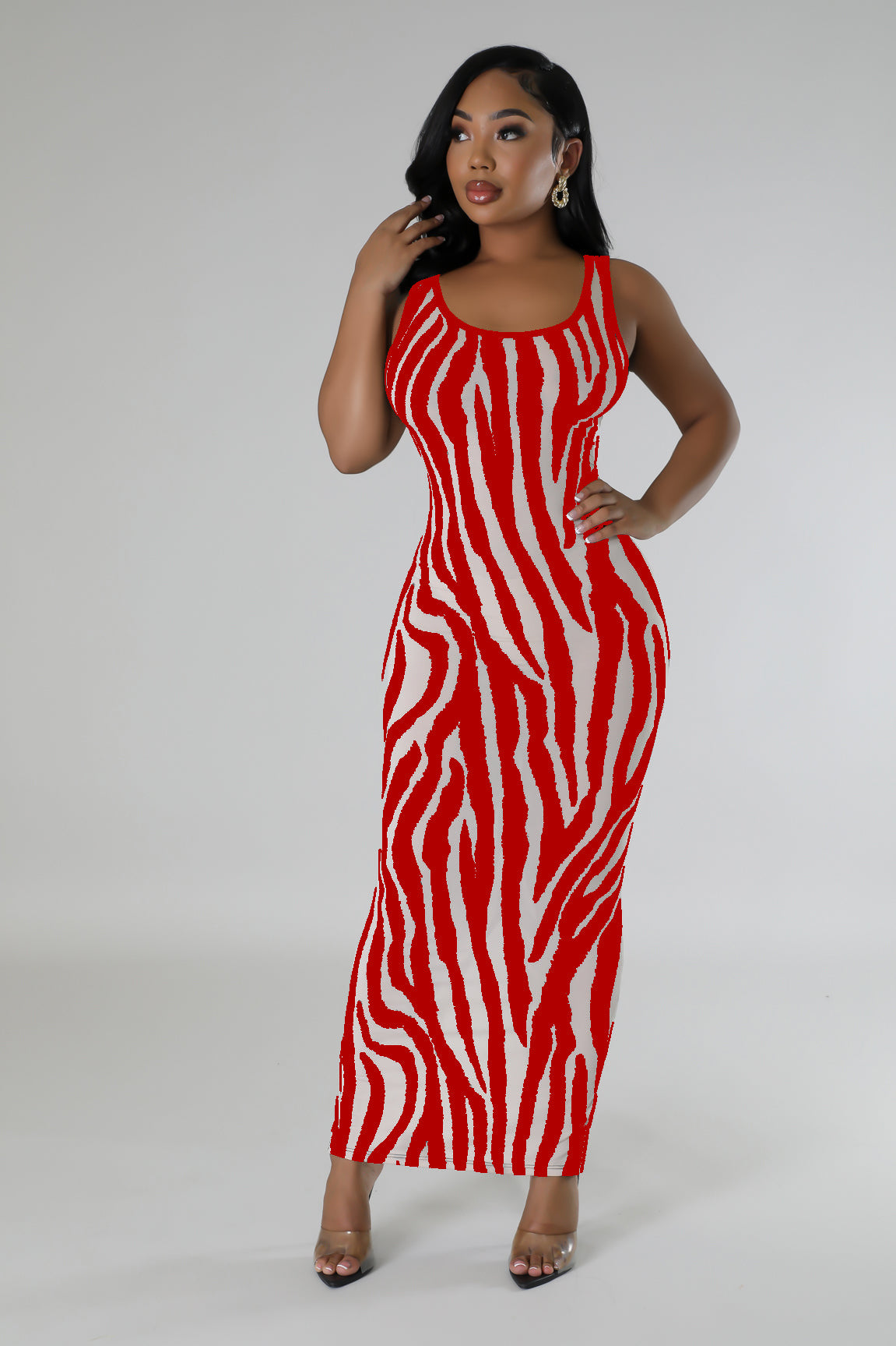 Summer Women's Zebra Print Sleeveless Hollow Long Dress 3