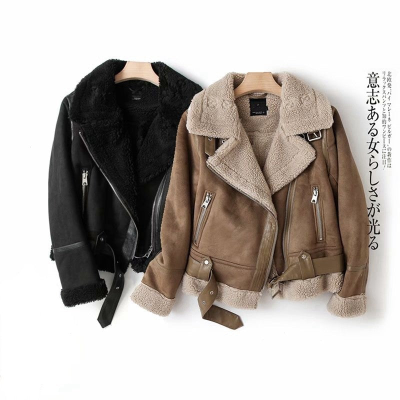 Winter Women Furry PU-Leather Jacket