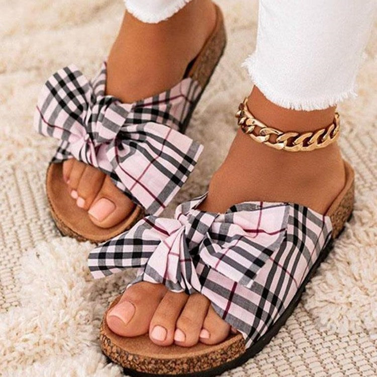 Slippers women's summer Outdoor Wear summer bow home shoes women's flat heel sandals beach slippers 4