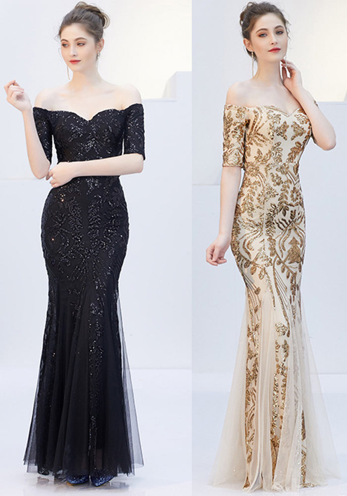 Elegant Spring Off-Shoulder Fishtail Long Party Dress for Women