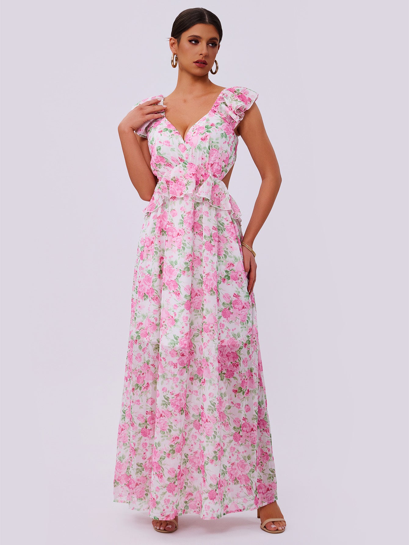 Women Summer Elegant Floral Print Maxi Dress 6