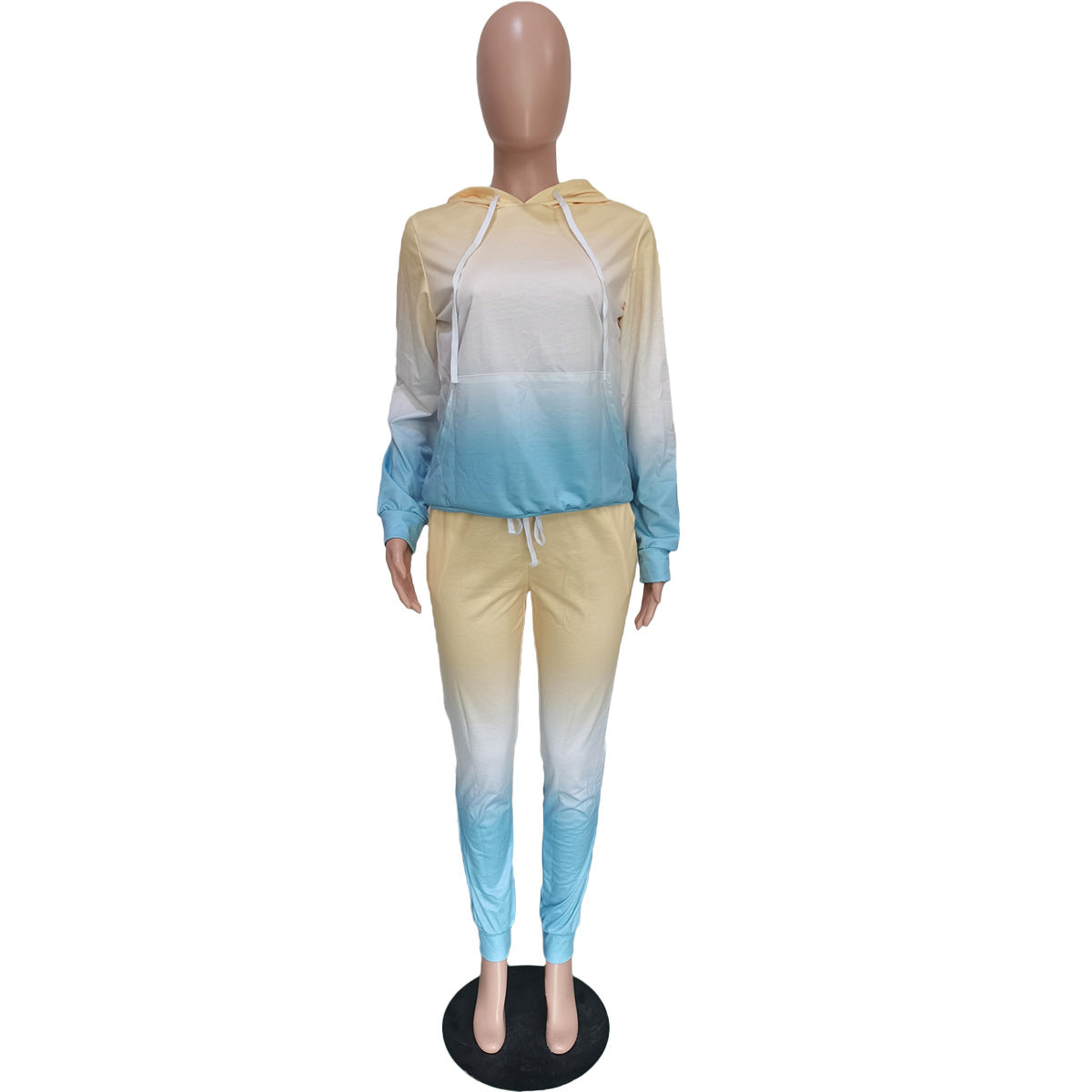 Women Casual Gradient Print Hoodies and Pant Two Piece 16