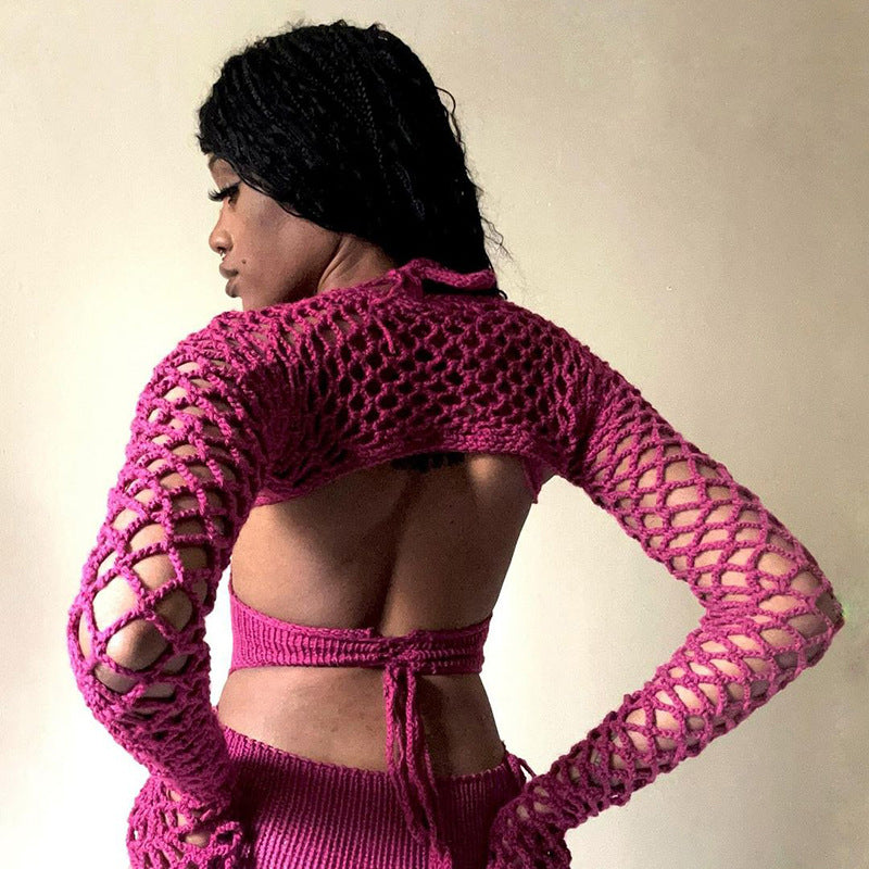 Spring Fashion Style Street Sexy Hollow See-Through High Waist Tight Fitting Low Back Jumpsuit 5