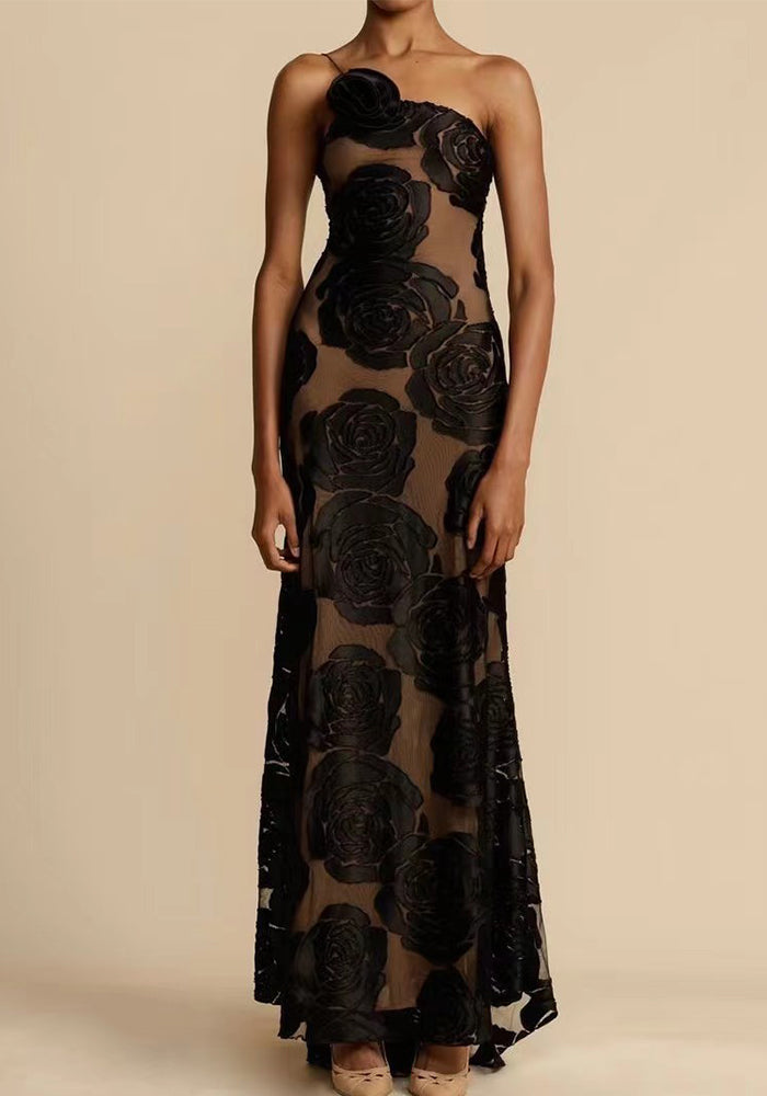 Women Black See-Through Suspender Backless sexy Dress