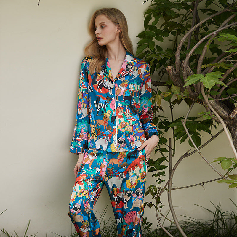 Halloween Dog Women's Pajamas Spring And Autumn Long Sleeve Printed Casual Homewear Set 4