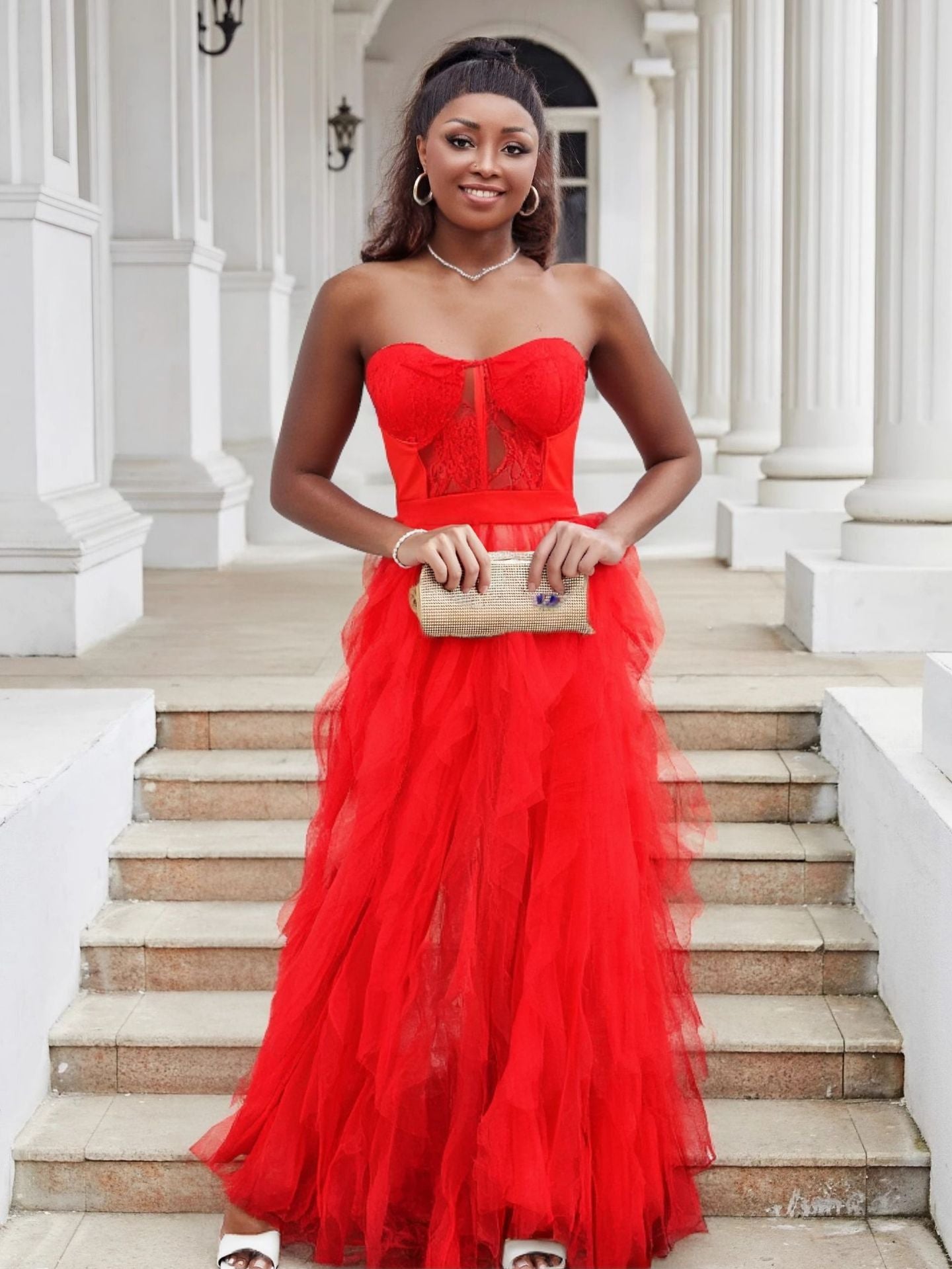 Women Sexy See-Through Meshlace Wrap-up Long Dress 9