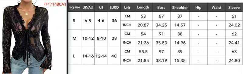 Women see-through lace long-sleeved ruffled mesh crop top 7