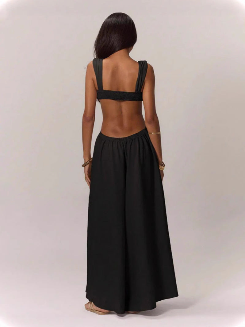 Casual Strap Solid Color Loose Trend Jumpsuit 4