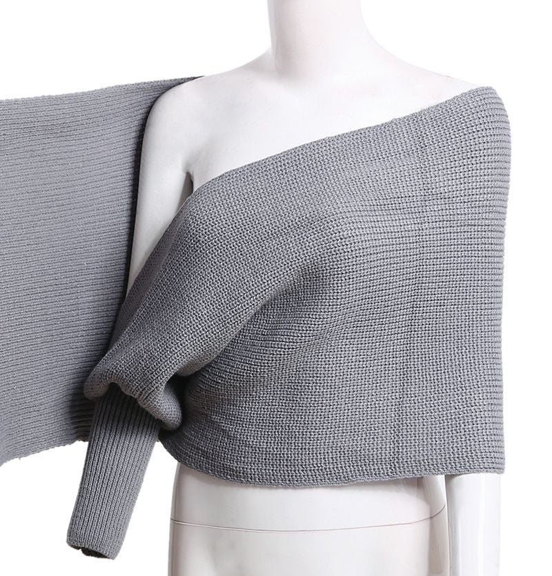 Spring V-Shaped Cross Off Shoulder Knitting Sexy Sweater 33