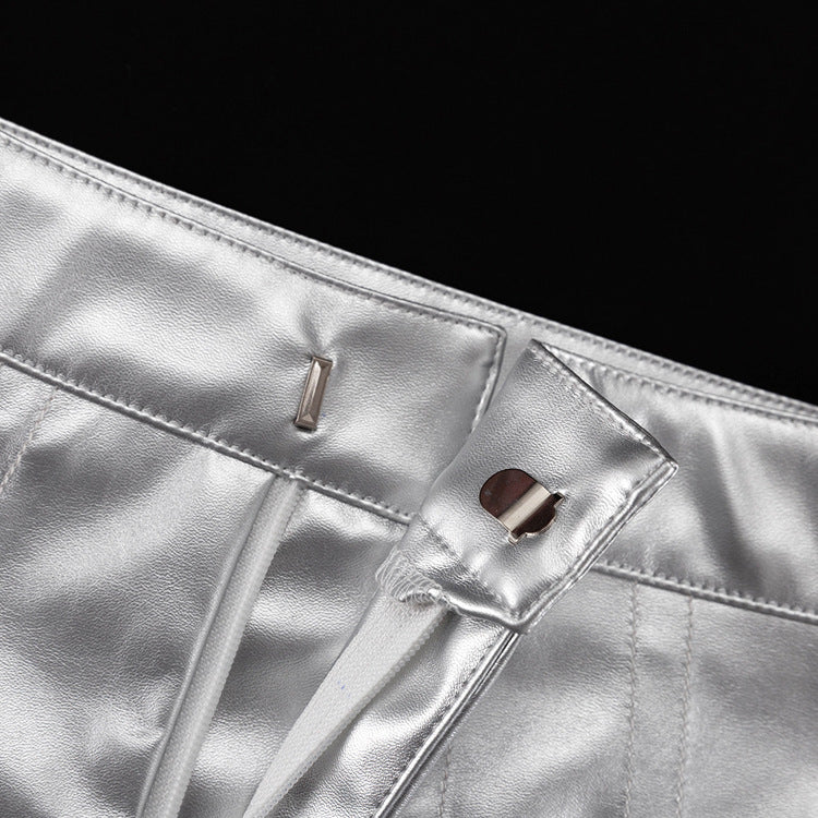 Women's Sexy High Waist Bodycon Metallic Pu Leather Skirt 9