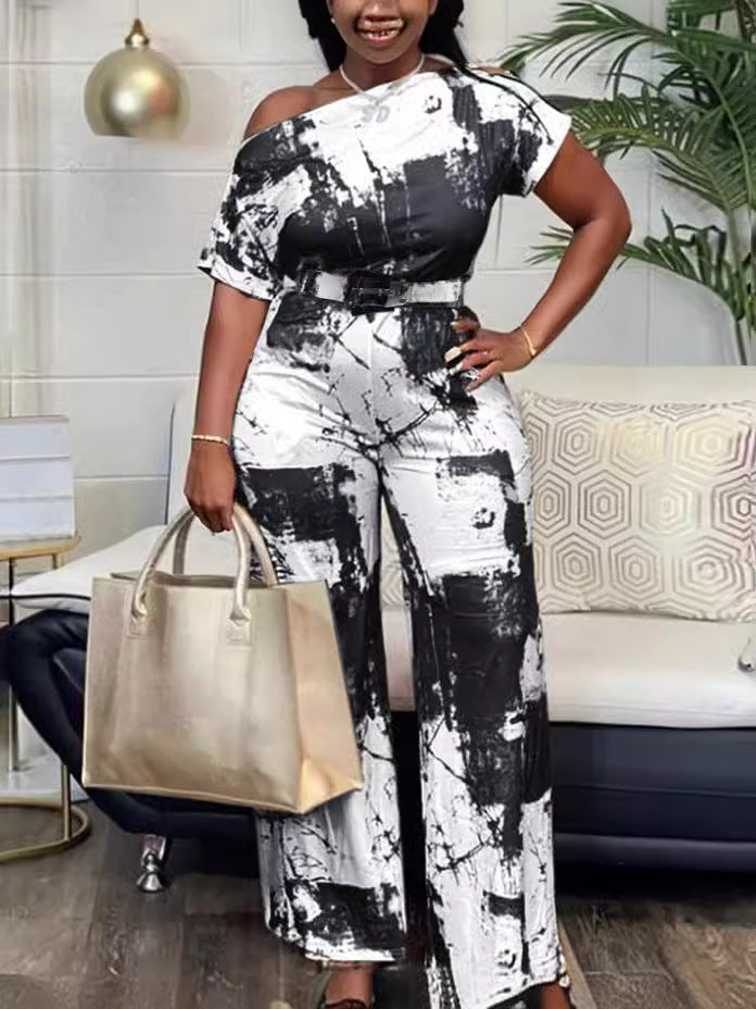 Plus Size Women Summer Print Jumpsuit 7