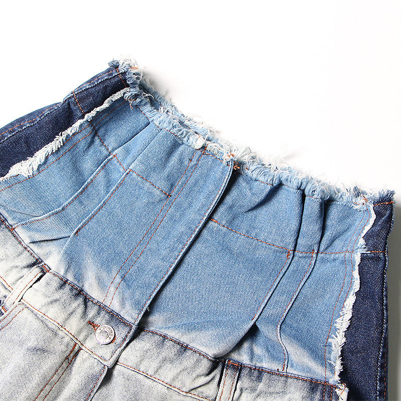 Women's Fashion High Waist Distressed Patchwork Denim Shorts 6