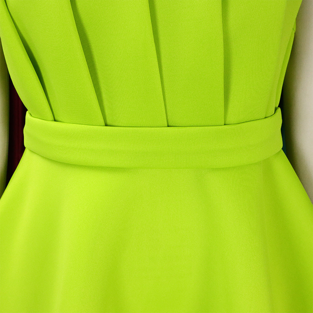 Plus Size Women Solid Sexy Pleated Formal Party Dress 30