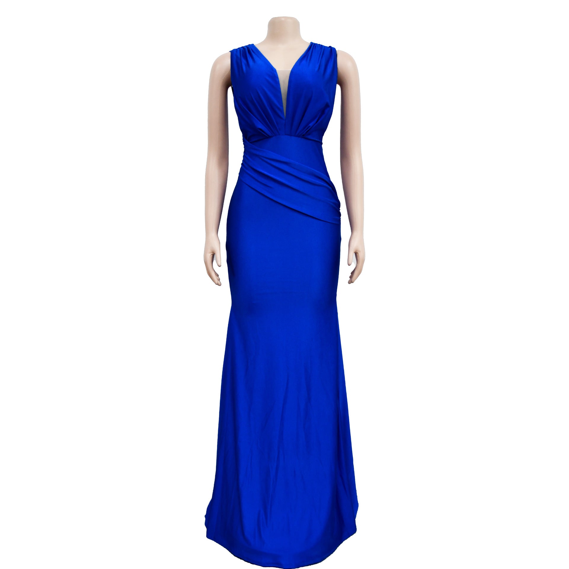 Women Solid V-Neck Sleeveless Pleated Maxi Dress 43