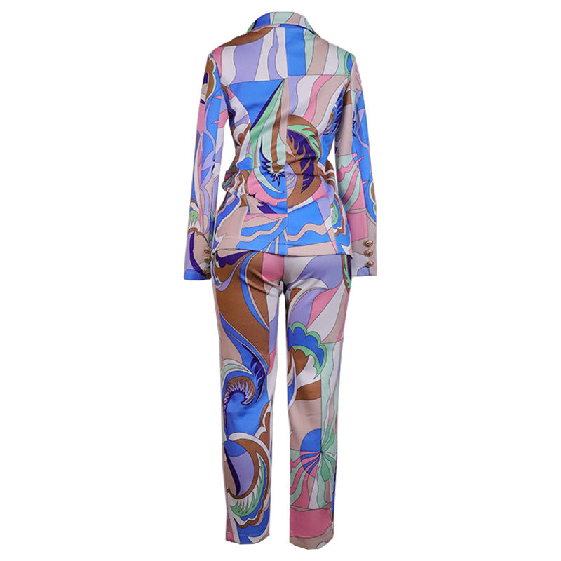 Women Autumn/Winter Casual Blazer and Pant Two-Piece Set 6