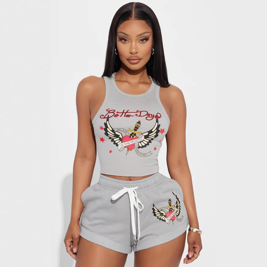 Print Camisole and Shorts Set