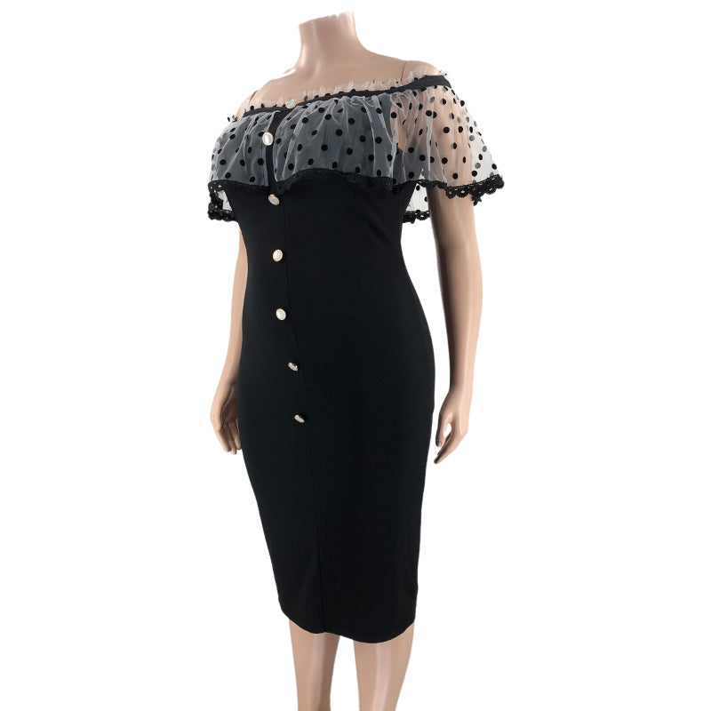 Plus Size Women Summer Off Shoulder Ruffles Dress 19