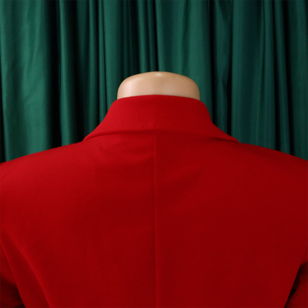 Plus Size Women's Fashion Turndown Collar Fashion Lace-Up Slim Waist Pleated African Dress 22