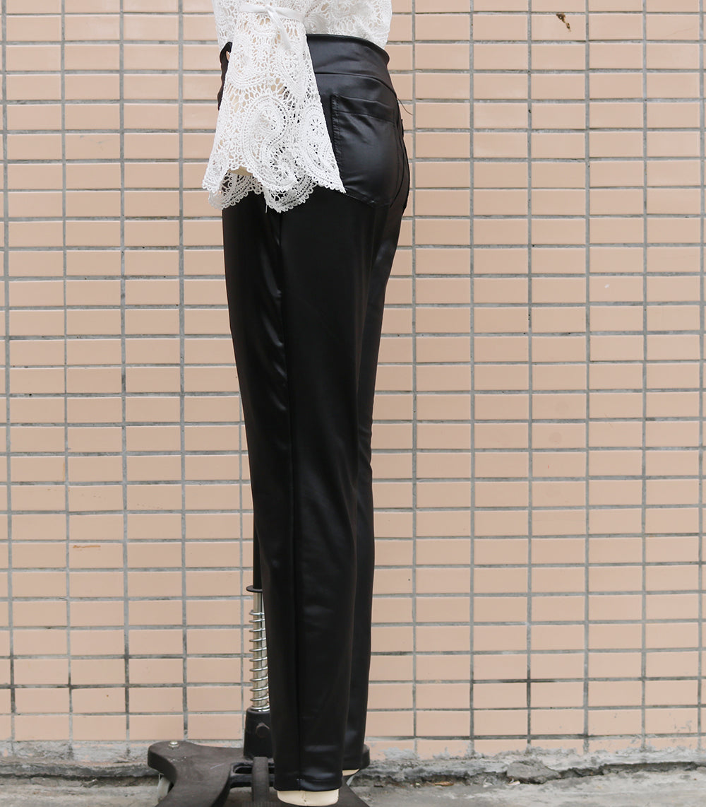 Women's Autumn and Winter High Waist Slim Fit Faux Leather Pants 11