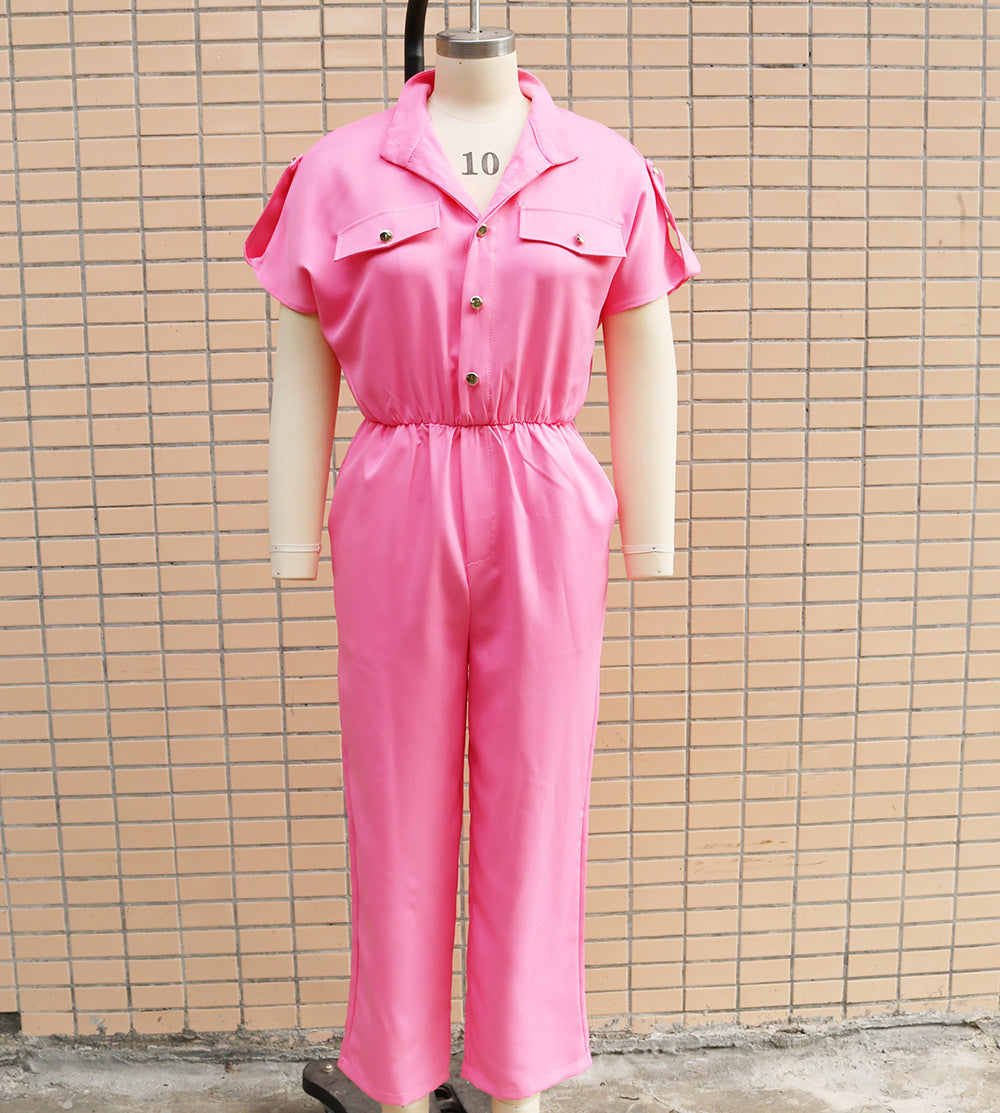 Summer Women loose single breasted jumpsuit 14