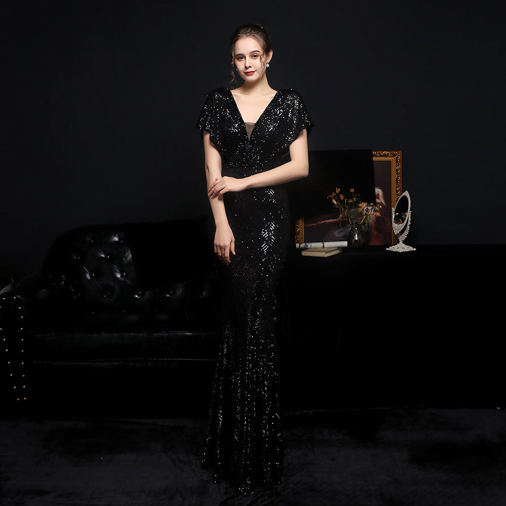 Plus Size Beauty Long Sequins Costume Formal Party Evening Dress 7