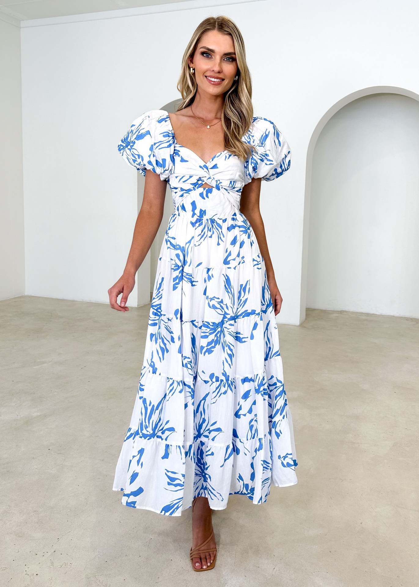 Women Printed Puff Sleeve Dress 3