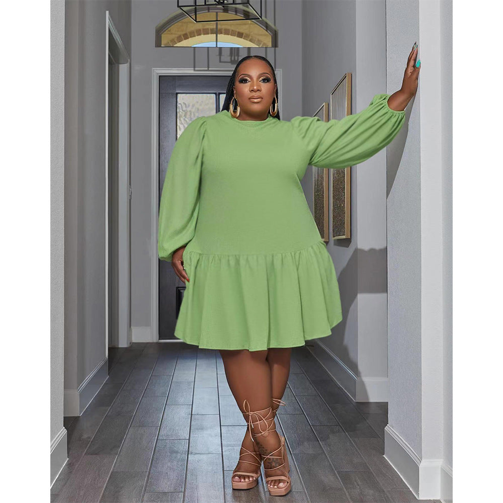 Plus Size Women Ruffle Backless Dress 4