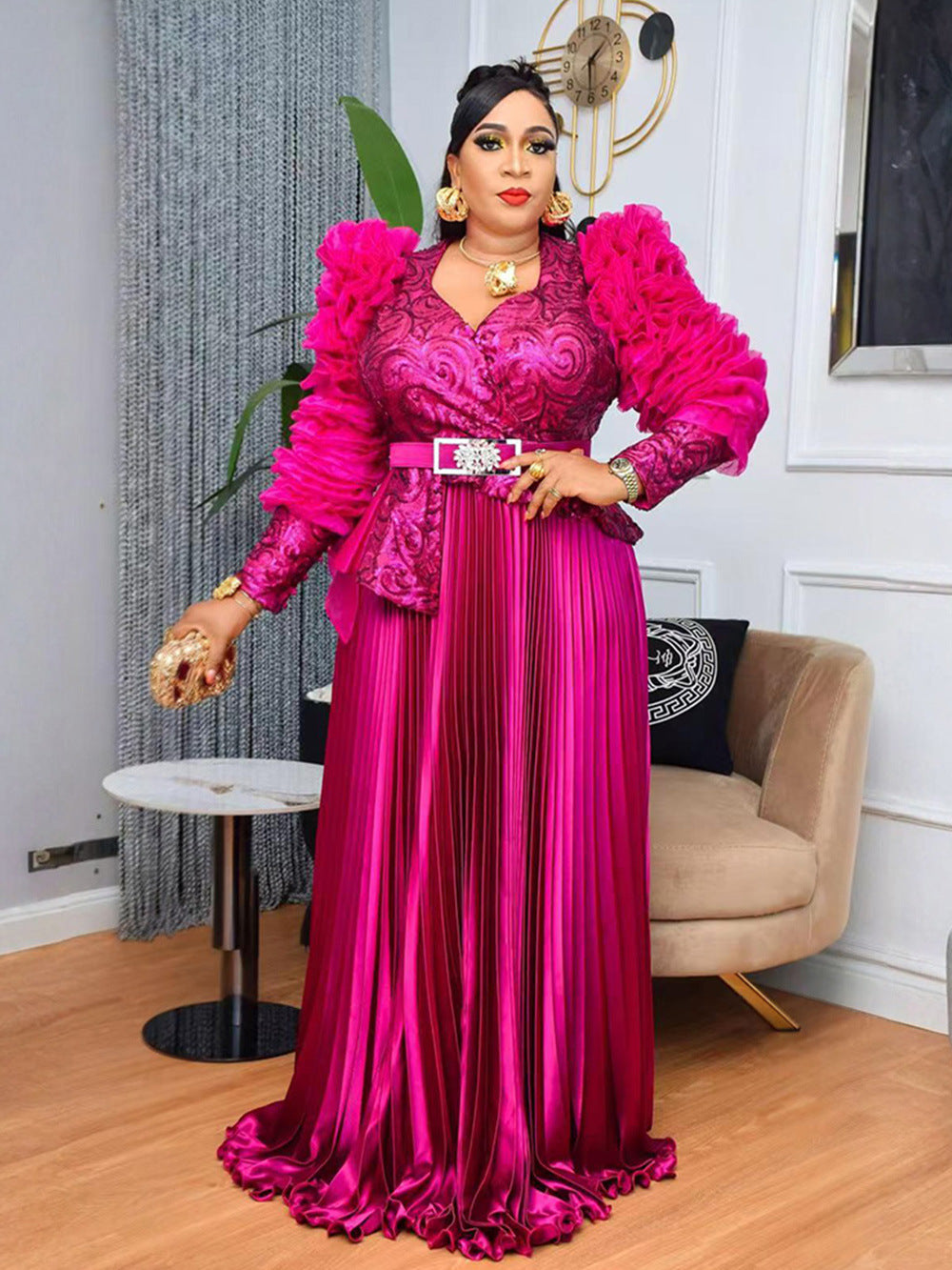 Plus Size Women Beaded Sequin Formal Party Dress 6