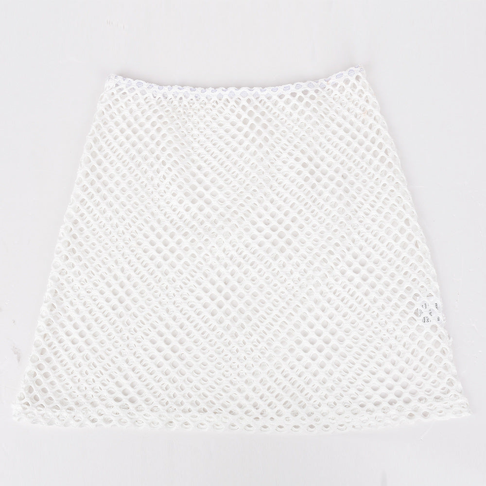 Autumn Sexy Slim Hollow Crop Mesh Two Piece Skirt Set 11