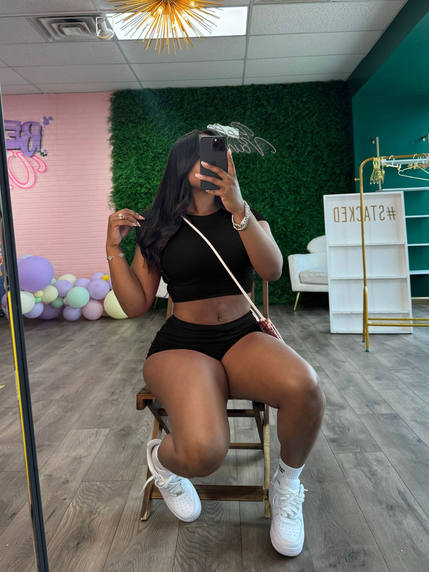 Summer Women's Solid Color Sport Tight Fitting Crop Top Shorts Two Piece Set 5