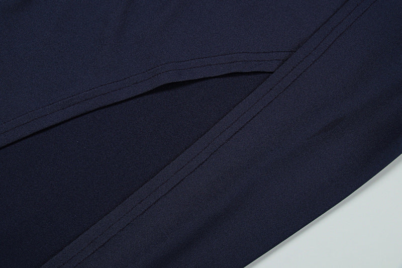 Summer Women's Fashion Chic Solid Round Neck Slim Fit Slit Dress 10