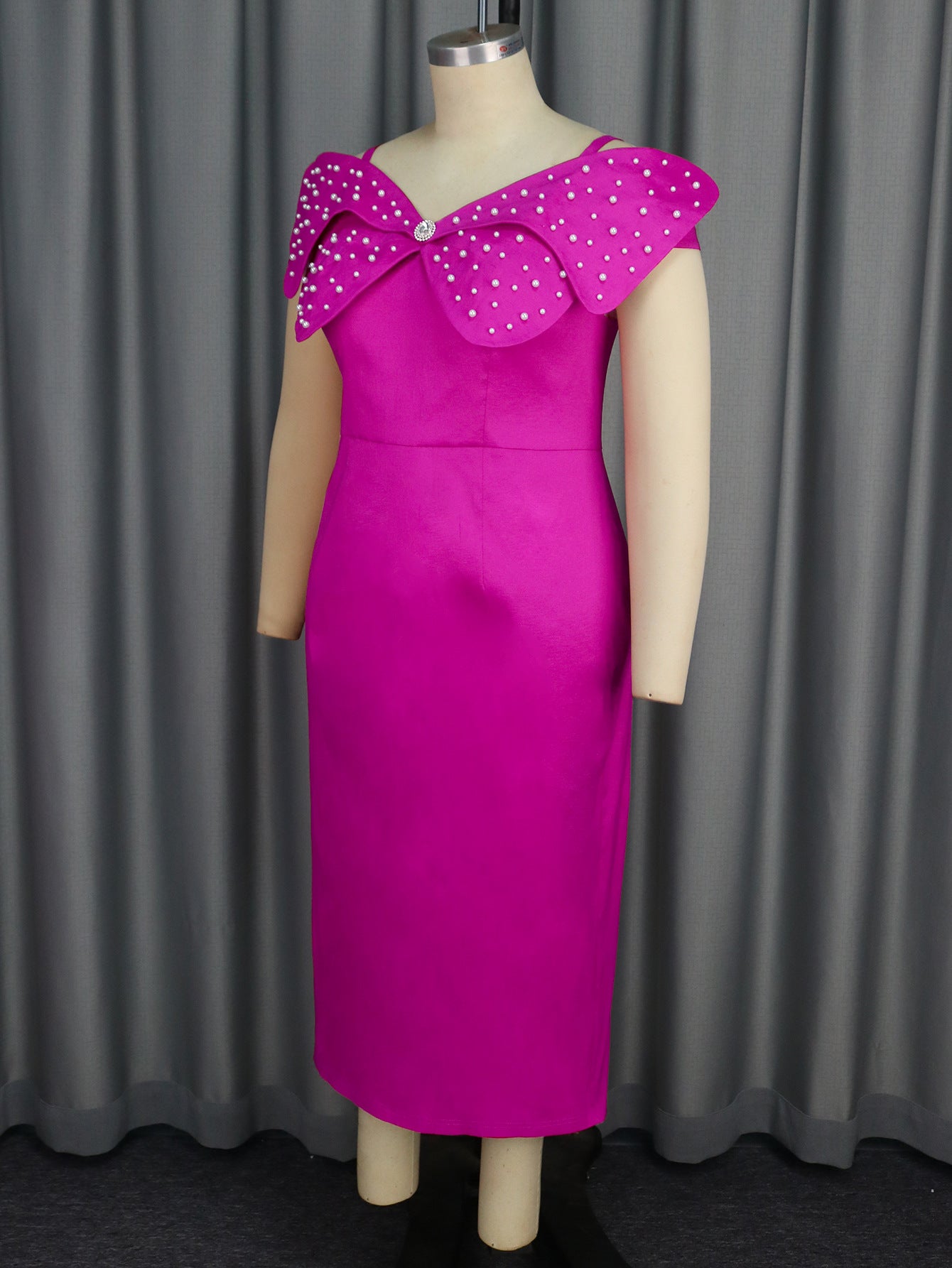 Women Sexy Bow Beaded Suspender Dress 5