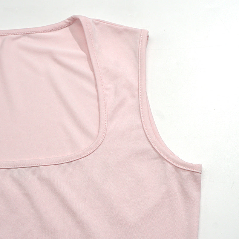 Spring Elegant Square Neck Strap Long Dress 13