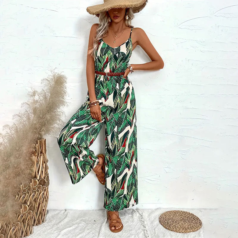 Women's Printed Strap Wide-Leg Jumpsuit 4