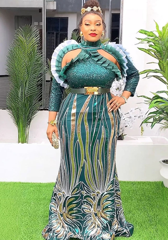 Plus Size Women Africa Plus Size Party Sexy Long Sleeve Dress