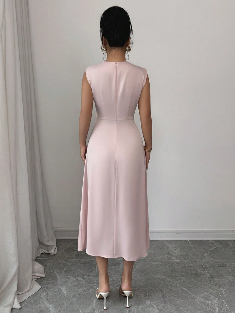 Women Summer Pleated Satin Maxi Dress 8