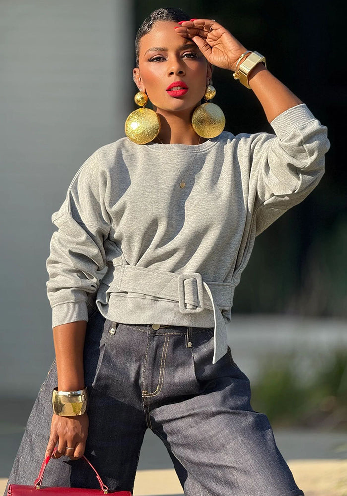 Women's Belt Buckle Pullover Sport Short Top