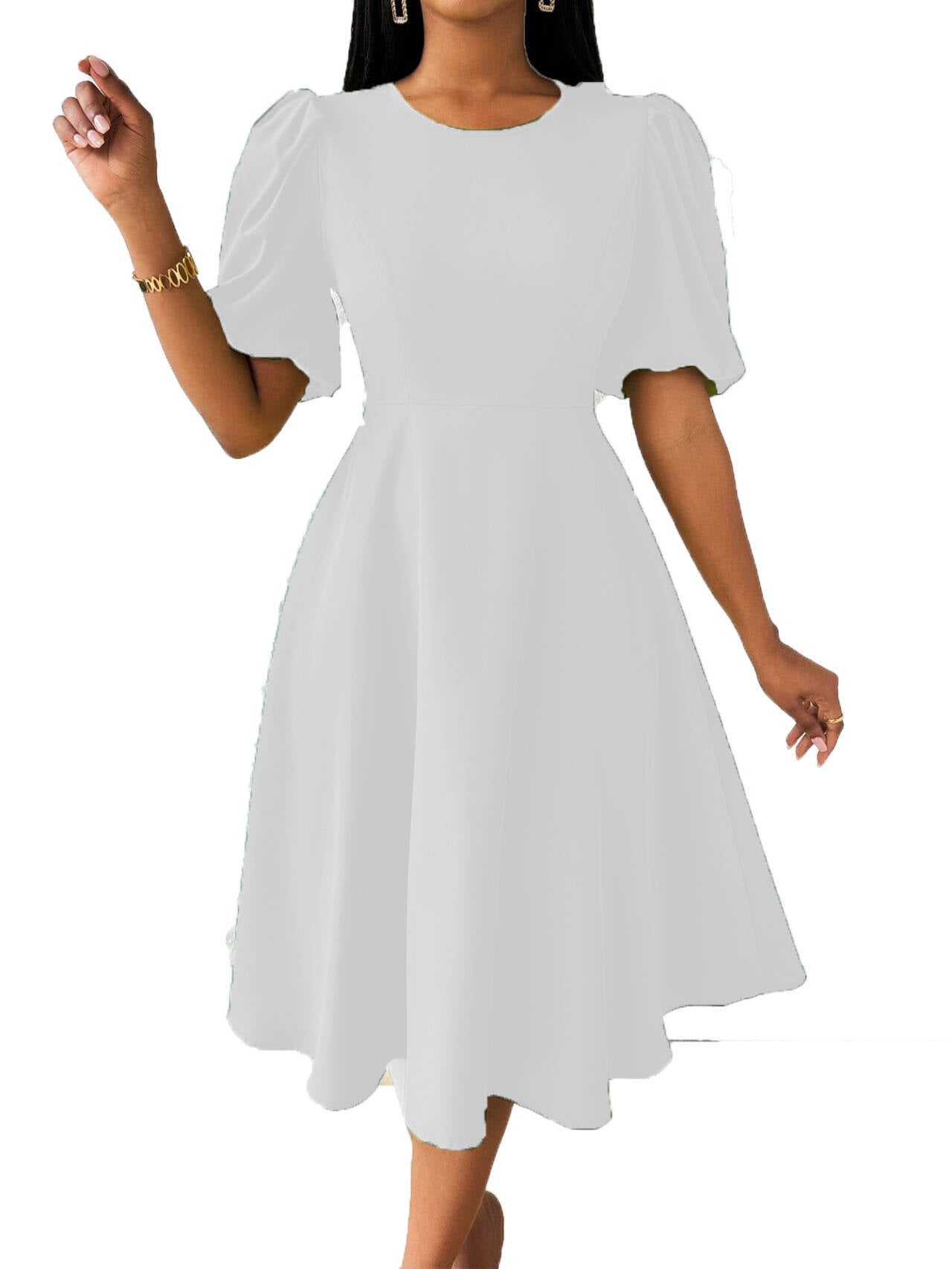 Sexy Fashion Summer Solid Color Short Sleeve Dress 8