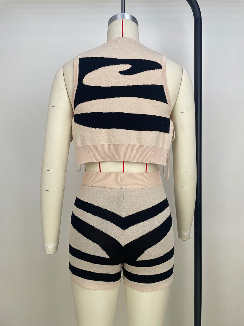 Women's Sleeveless Lace-Up Print Casual Two-Piece Set 35