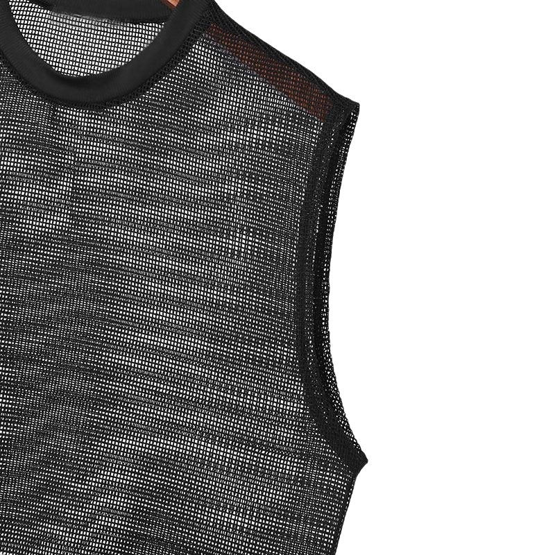 Summer Men's Sexy Mesh Round Neck Tank Loose Casual Sleeveless See-Through Vest 6