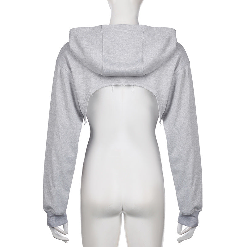 Women American Street Sports Long Sleeve Loose Big Red Lip Crop Hoodies 9