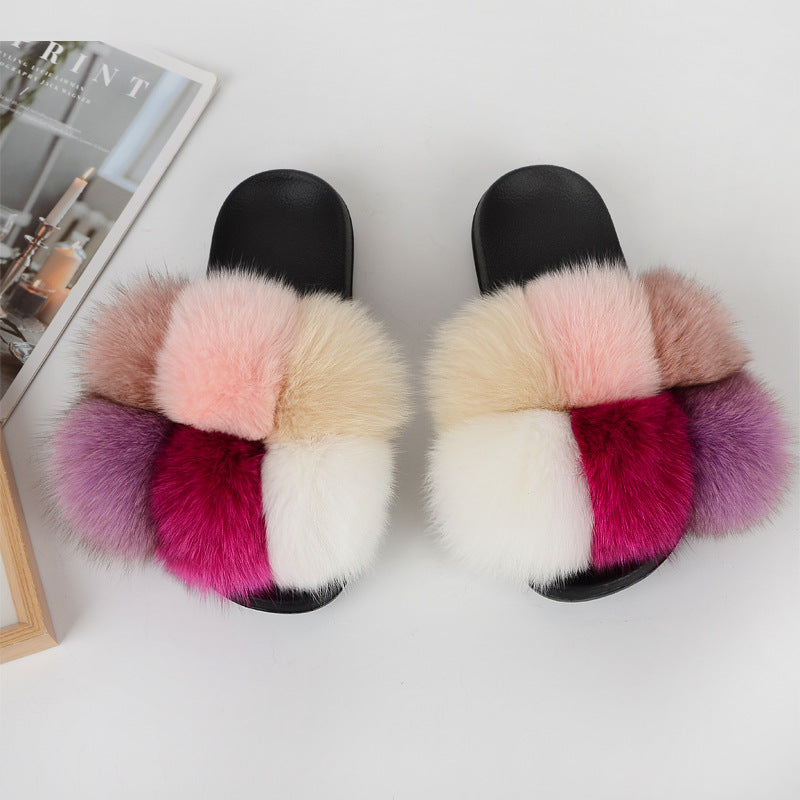 Women Multi-Color Furry Slippers 7