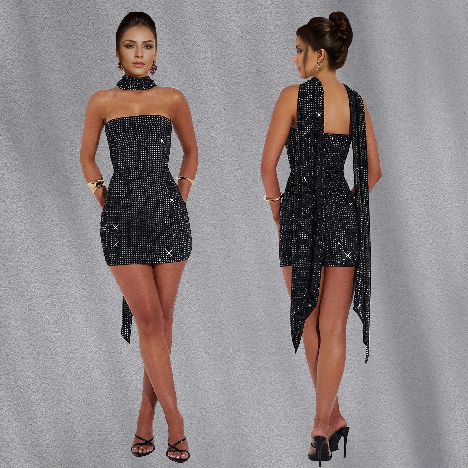 Women sexy ribbon beaded dress 3