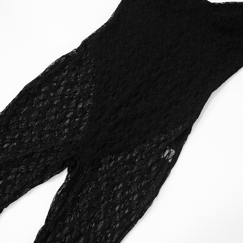 Women Sexy Lace Strapless Suspender Backless Mesh Jumpsuit 23